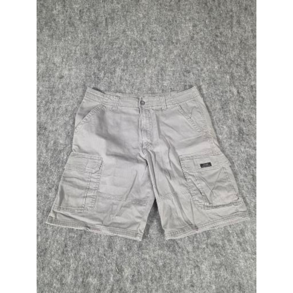 Wrangler Relaxed Fit Stretch Cargo Shorts Mens 36x10 Grey Workwear Utility